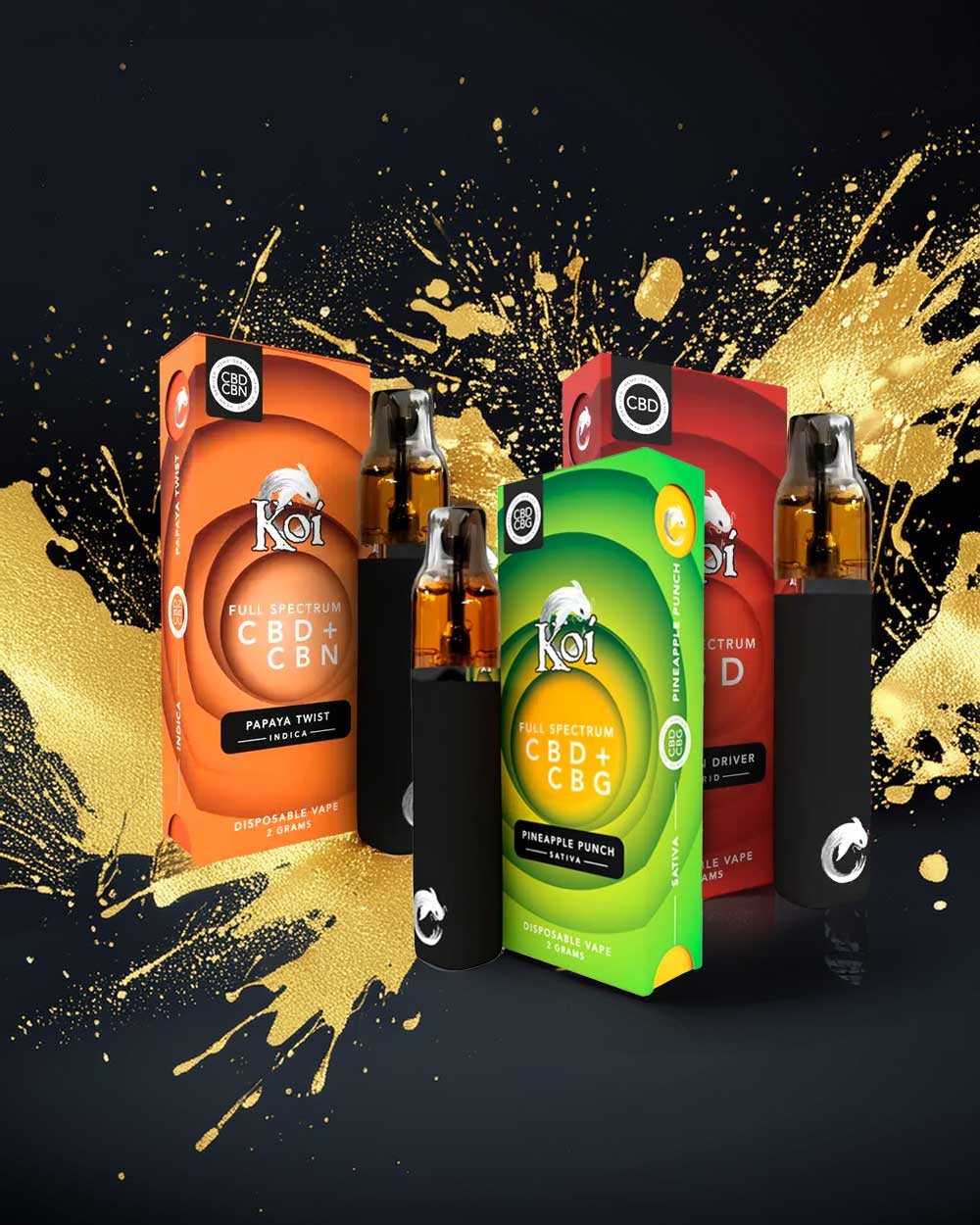 KOI Full Spectrum CBD 2g - Pineapple Punch - CBD + CBG - Sativa - Vapeando Ando vape shop