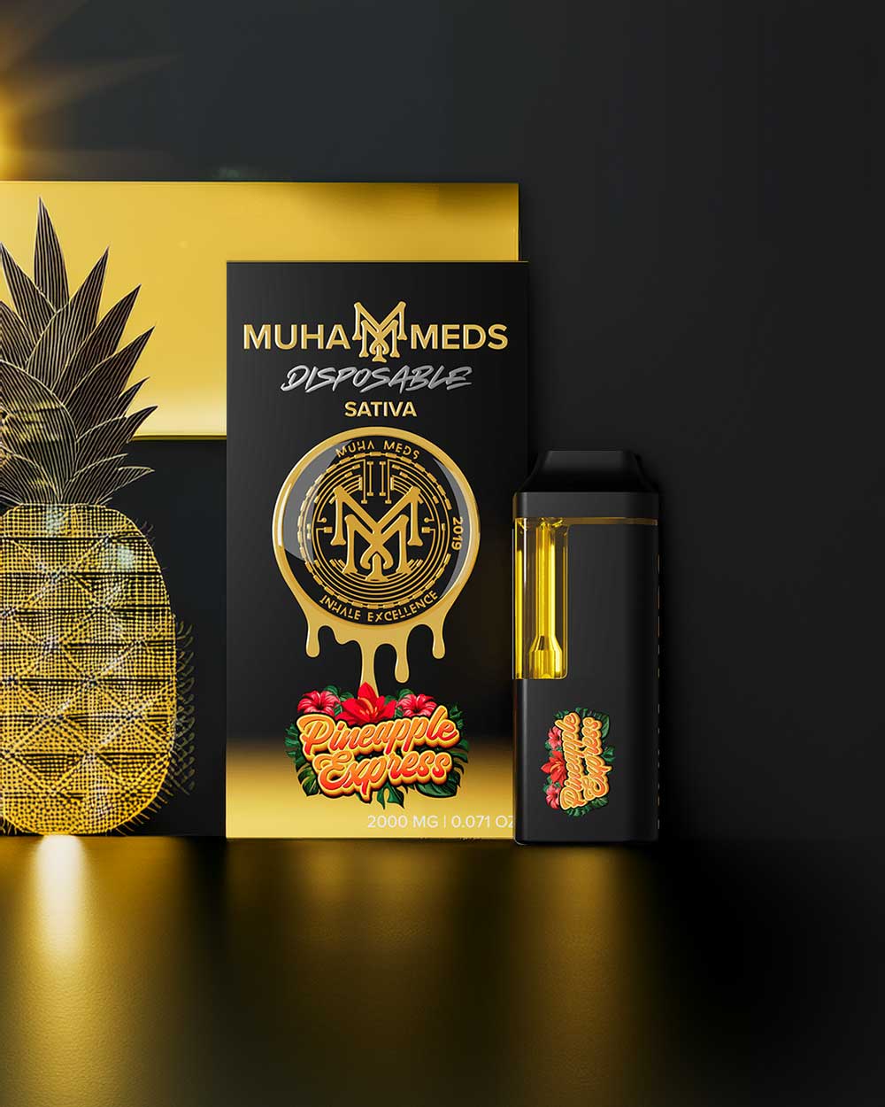 Muha Meds 2g Nuevos sabores - Pineapple Express - Sativa - Vapeando Ando vape shop