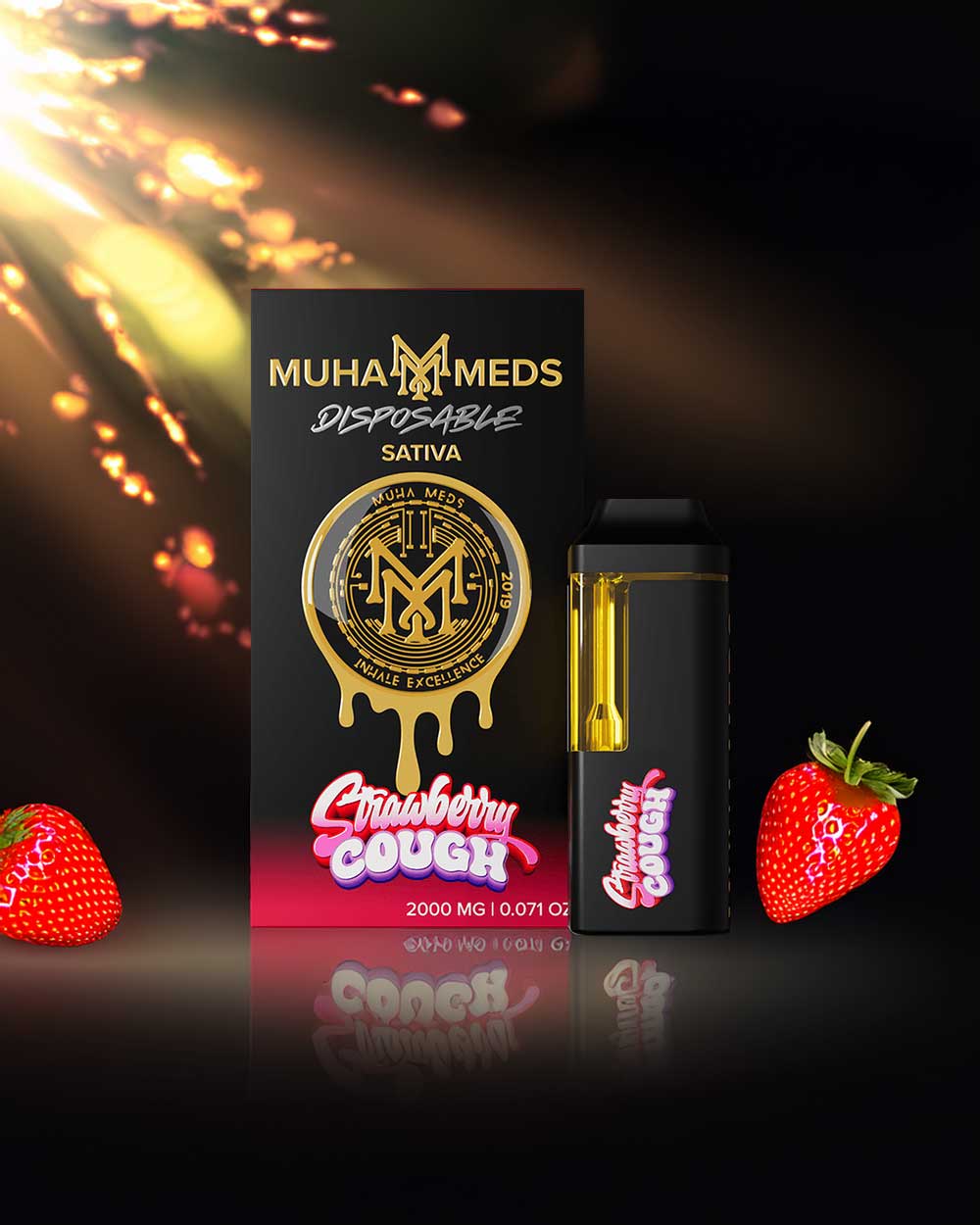 Muha Meds 2g Nuevos sabores - Strawberry Cough - Sativa - Vapeando Ando vape shop