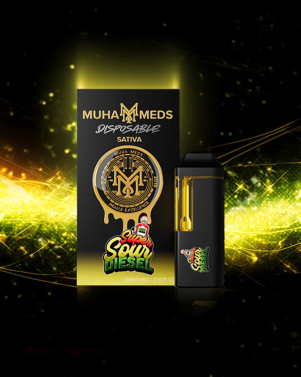 Muha Meds 2g Nuevos sabores - Super Sour Diesel - Sativa - Vapeando Ando vape shop