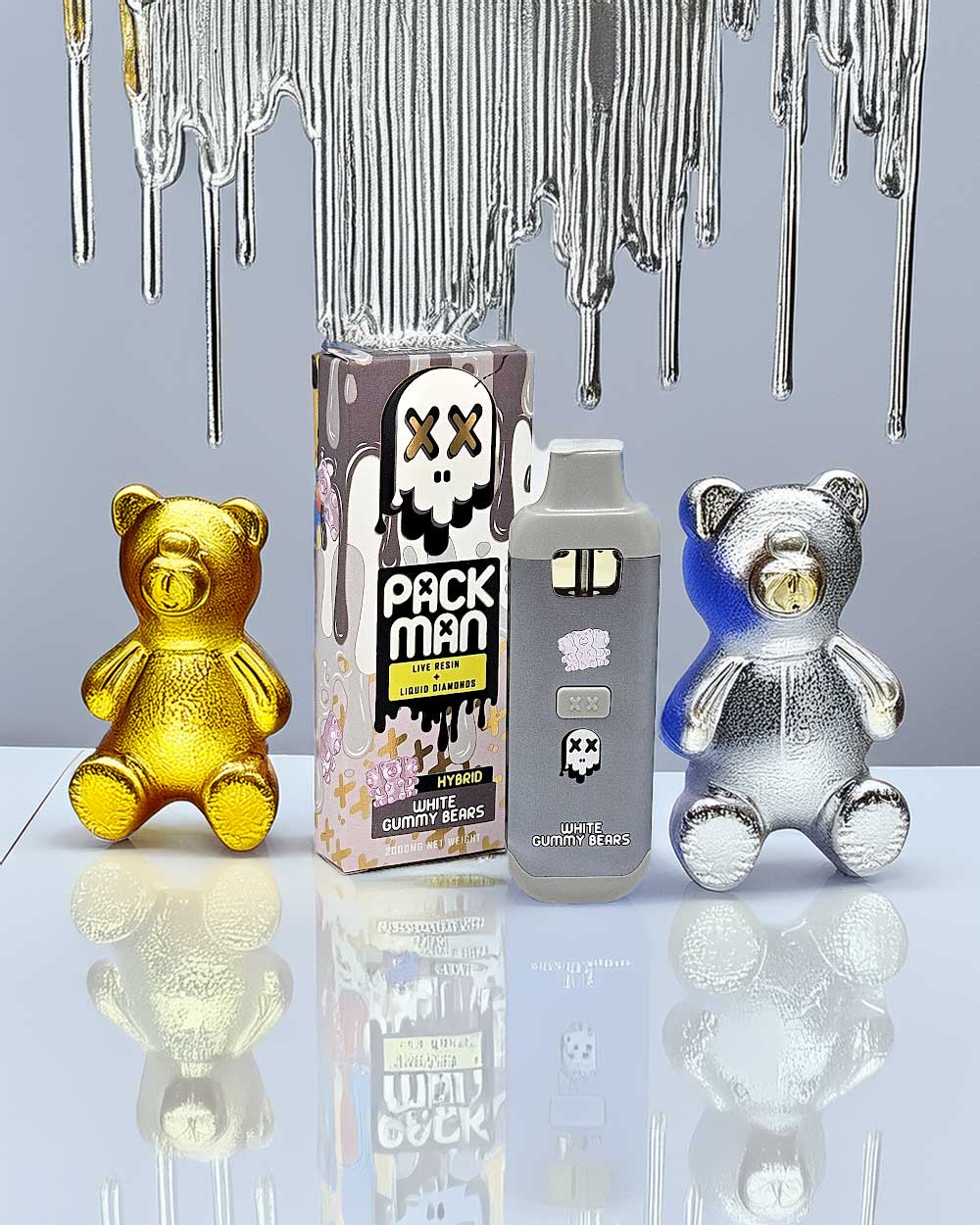 Packman 2g live resin+ liquid diamonds - White Gummy Bears - Hybrid - Vapeando Ando vape shop